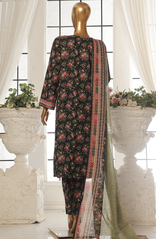 Bin Saeed Printed Lawn Stitched 3 Piece Suit - SM-130 - BS25EPLV2 - Black - Summer Collection