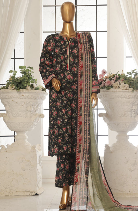 Bin Saeed Printed Lawn Stitched 3 Piece Suit - SM-130 - BS25EPLV2 - Black - Summer Collection