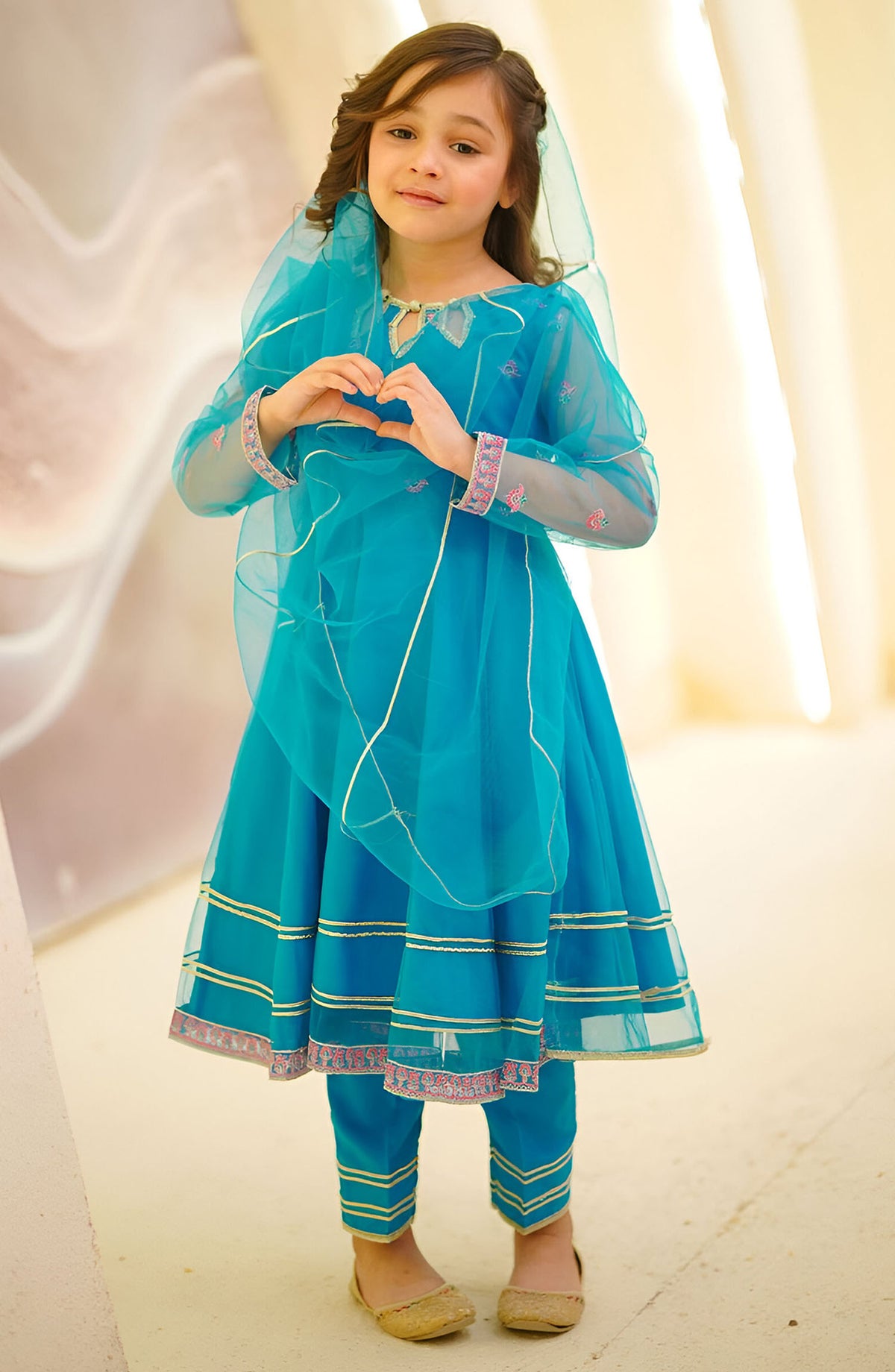 Modest Embroidered Net Stitched 3 Piece - Saniya - MD25F - Festive Collection
