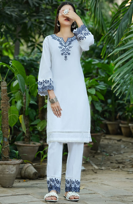 Garden Muse by Amna Khadija Embroidered Jacquard Stitched 3 Piece Suit - GMSS-04 - AM25GMS - White - Casual Collection