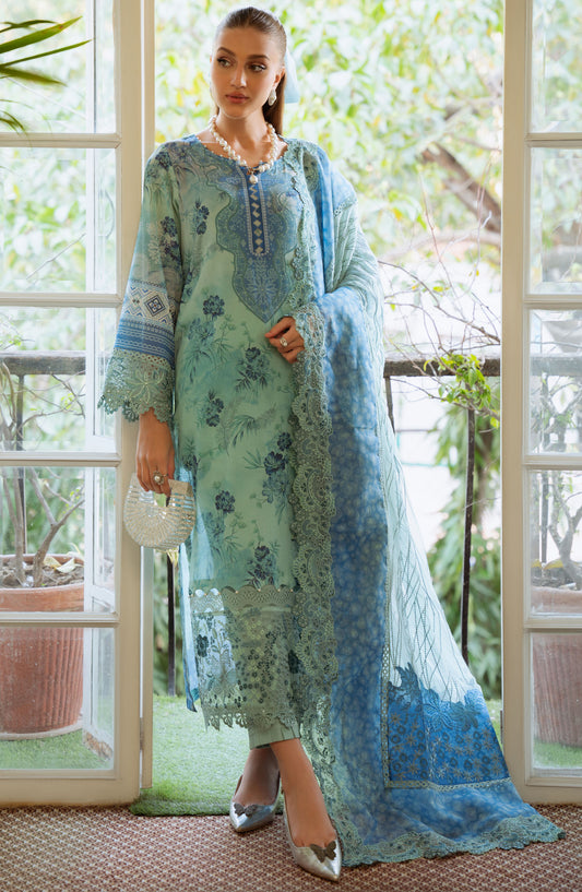 Maya by Nureh Embroidered Lawn Unstitched 3 Piece Suit - NS-152 - NU25MS - Blue - Summer Collection
