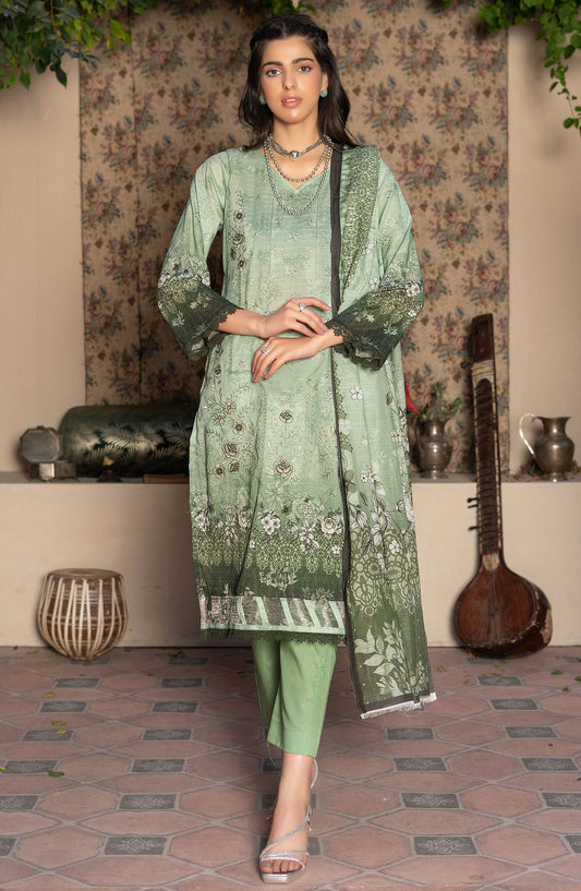 Masooma by Amna Khadija Embroidered Bana Dora Unstitched 3 Piece Suit - D-8 - AM25M514 - Green - Summer Collection