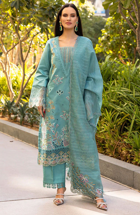 Carnation by Rang Rasiya Embroidered Lawn Unstitched 3 Piece Suit - D-14 Ariana - RR25CL - Blue - Summer Collection