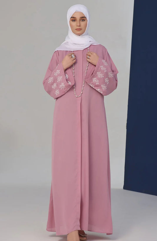 TGM25AB Women Casual Abaya Pink Majesty Polyester