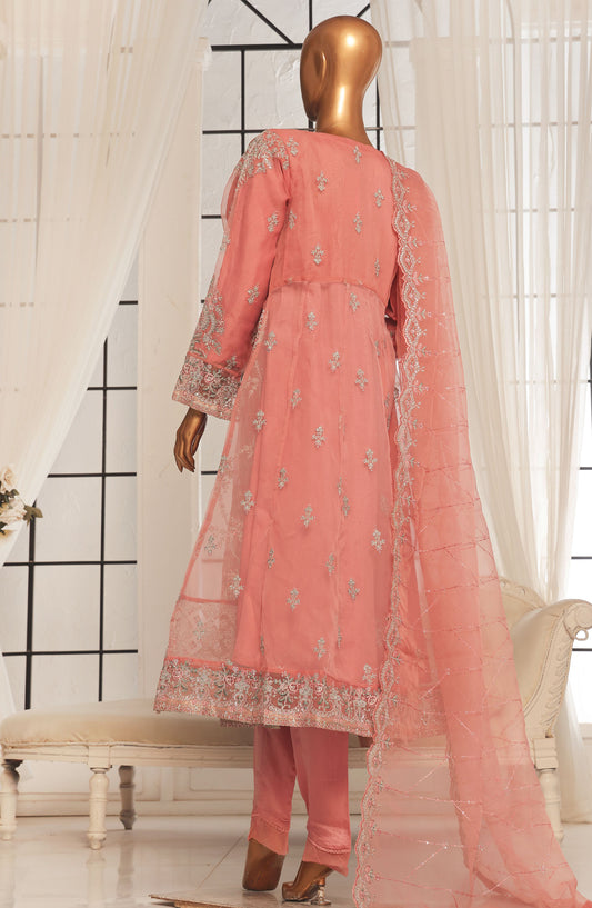 Bin Saeed Embroidered Organza Stitched 3 Piece Frock - D-05 - BS25LEO - Pink - Festive Collection