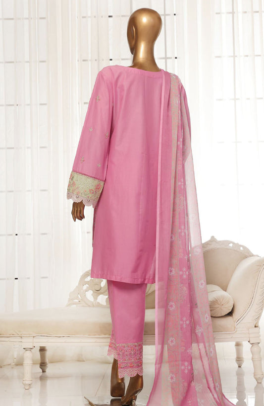 Bin Saeed Embroidered Cotton Stitched 3 Piece Suit - D-11 - BS25TC - Pink - Summer Collection