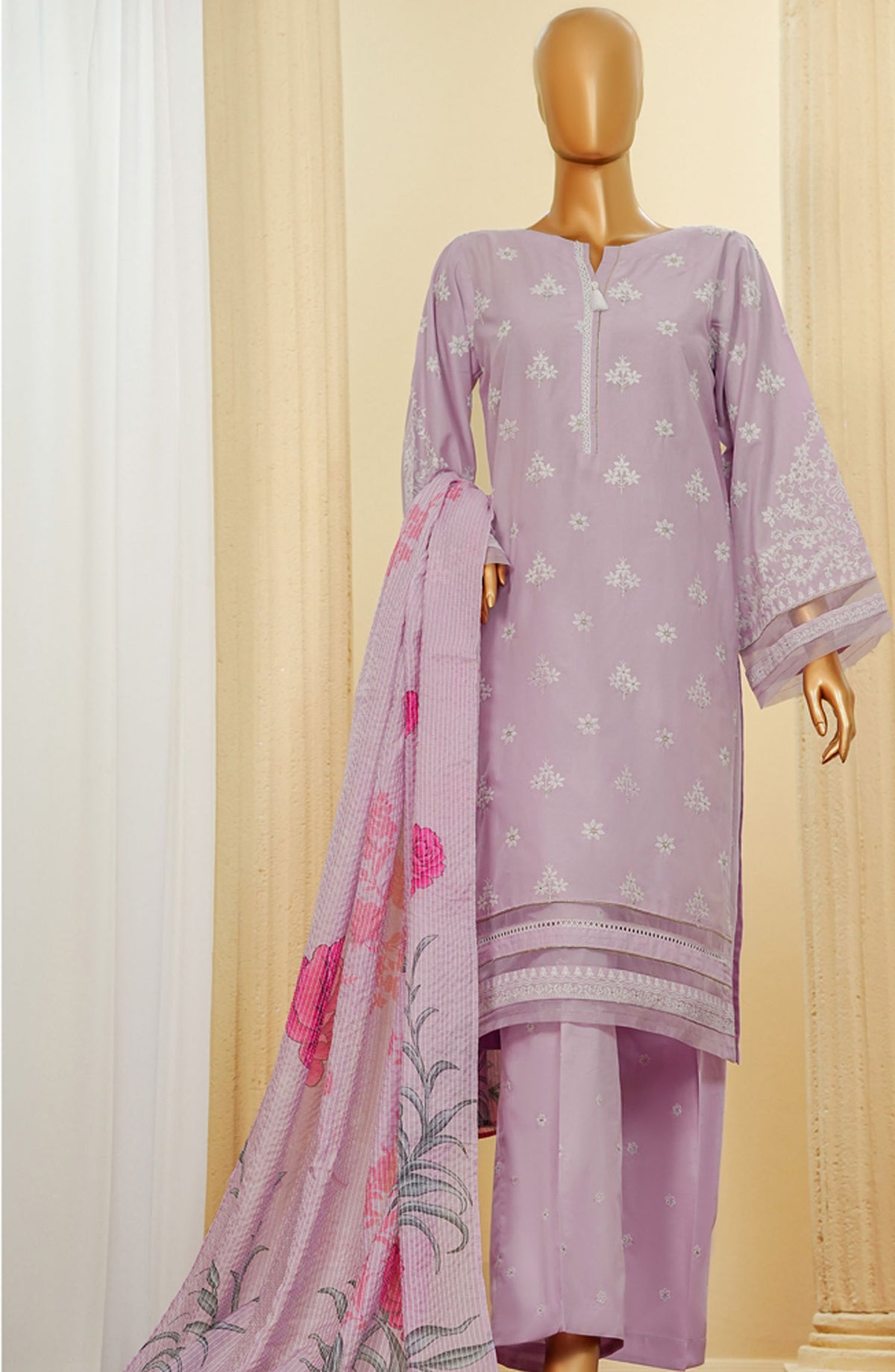 HZ Textile Chikankari Cotton Stitched 3 Piece Suit - PWC-104 - HZ25CTVE - Purple - Summer Collection