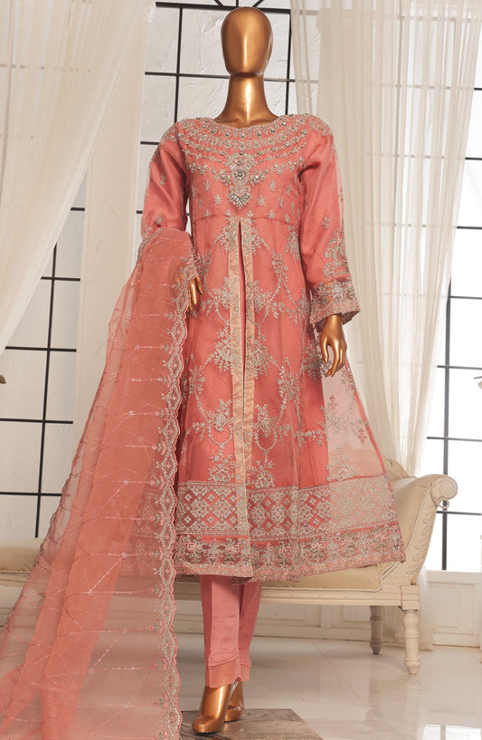 Bin Saeed Embroidered Organza Stitched 3 Piece Frock - D-05 - BS25LEO - Pink - Festive Collection