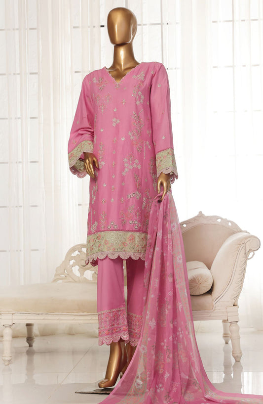 Bin Saeed Embroidered Cotton Stitched 3 Piece Suit - D-11 - BS25TC - Pink - Summer Collection