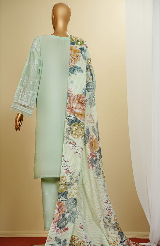 HZ Textile Chikankari Cotton Stitched 3 Piece Suit - PWC-101 - HZ25CTVE - Green - Summer Collection