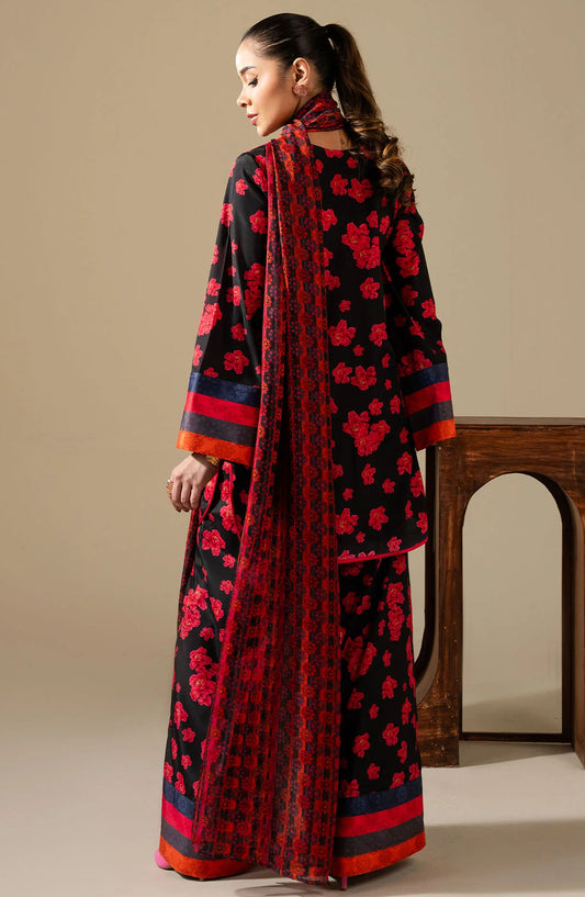 Maria Osama Khan Casual Silk Stitched 3 Piece Suit - M-015 Boho - MOK25RV3 - Black - Festive Collection
