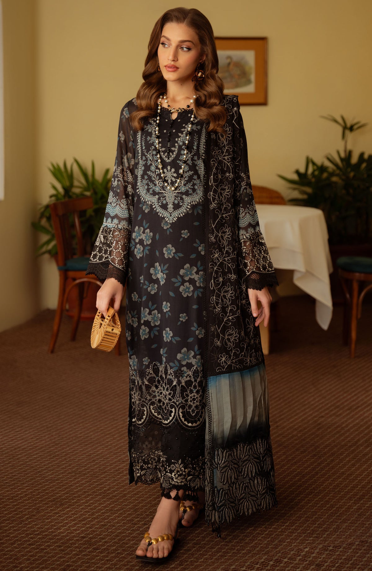 Maya by Nureh Embroidered Lawn Unstitched 3 Piece Suit - NS-151 - NU25MS - Black - Summer Collection