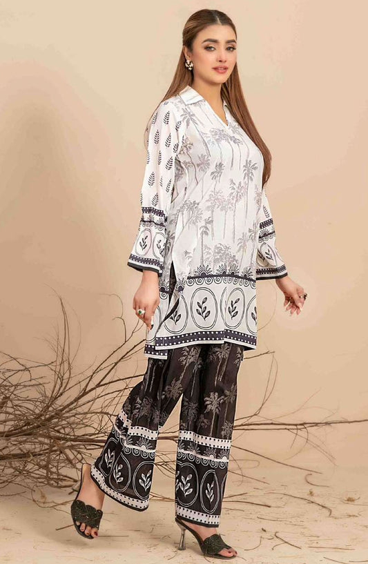 Safiah by Tawakkal Fabric Printed Lawn Stitched 2 Piece Suit - D-1068 - TF25S2SD - White - Summer Collection