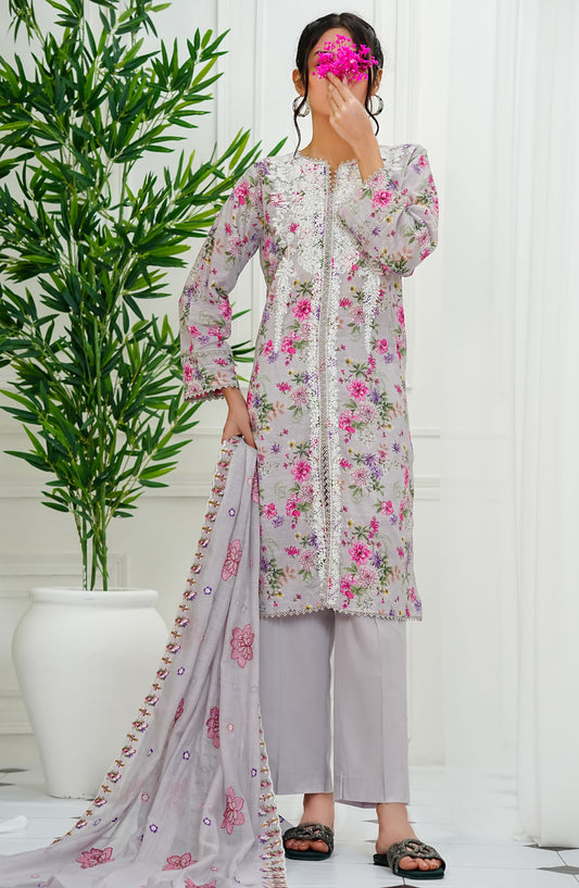 Chantelle by Amna Khadija Embroidered Lawn Stitched 3 Piece Suit - CPEEE-04 - AM25CPEEE - Grey - Summer Collection