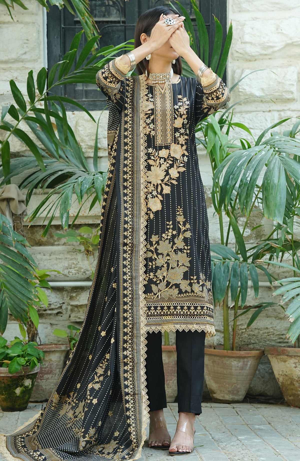 Soirees by Maryum Maniya Embroidered Lawn Unstitched 3 Piece Suit - SS-50 - MM25SS6 - Black - Summer Collection