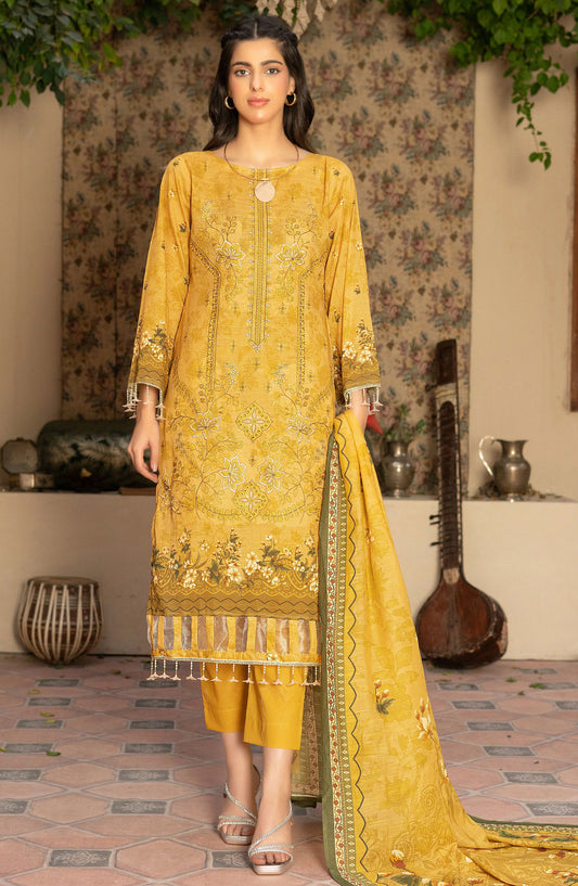 Masooma by Amna Khadija Embroidered Bana Dora Unstitched 3 Piece Suit - D-6 - AM25M514 - Mustard - Summer Collection