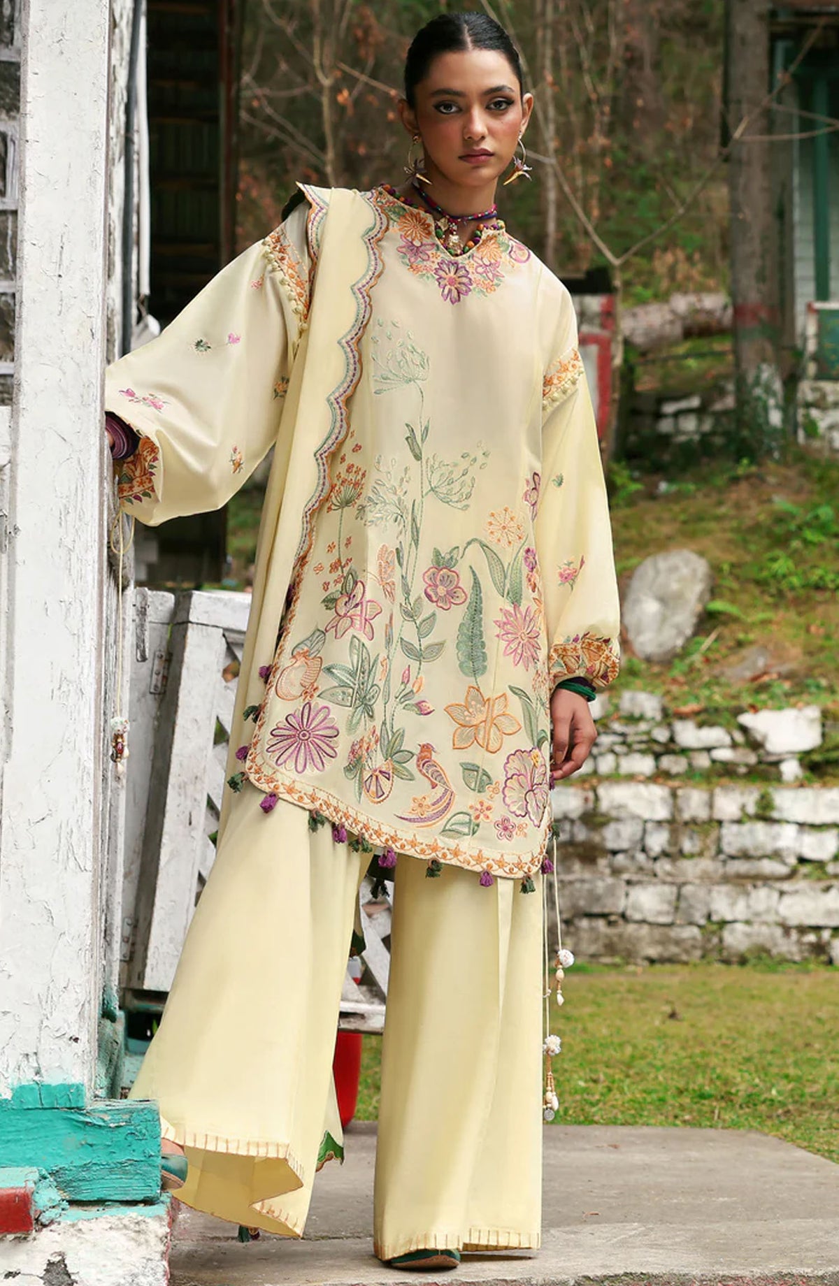 Neelum by Zaha Embroidered Lawn Unstitched 3 Piece Suit - ZL25-13 A ZANIA - ZAH25NL - Yellow - Summer Collection