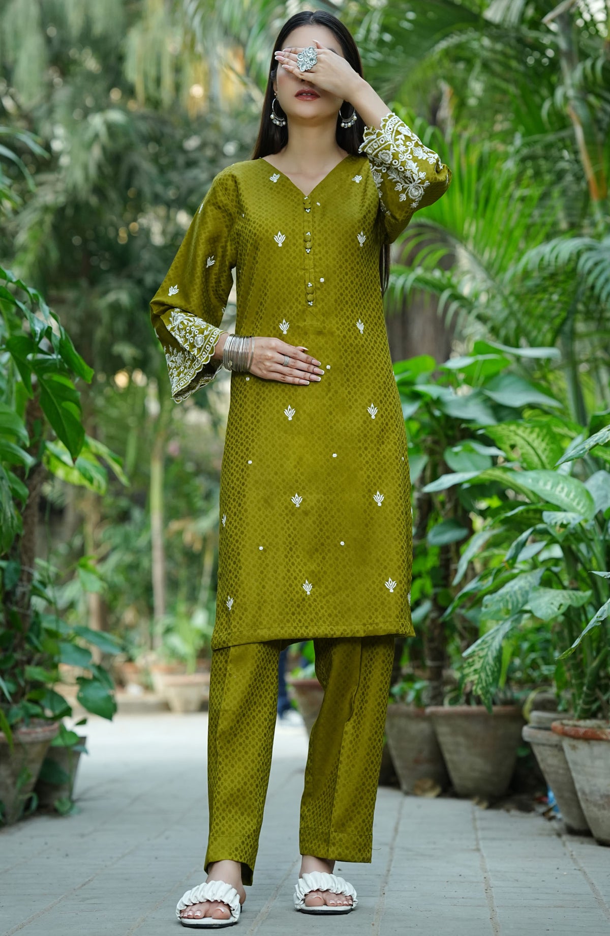 Garden Muse by Amna Khadija Embroidered Jacquard Stitched 3 Piece Suit - GMSS-02 - AM25GMS - Green - Casual Collection