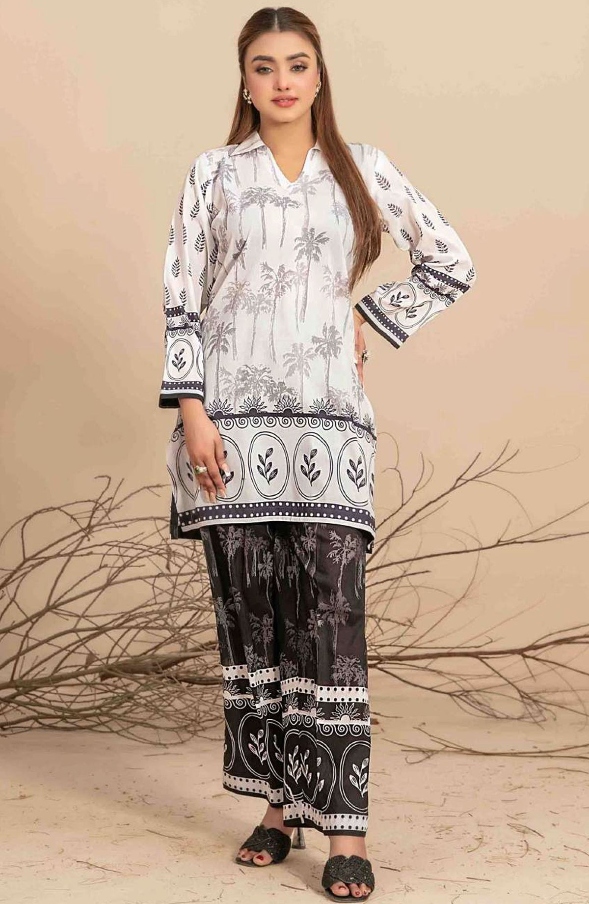 Safiah by Tawakkal Fabric Printed Lawn Stitched 2 Piece Suit - D-1068 - TF25S2SD - White - Summer Collection