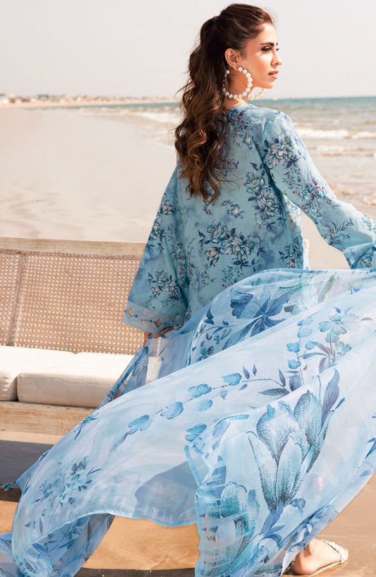 Aafreen by Riaz Arts Embroidered Lawn Unstitched 3 Piece Suit - AF-174 - RA25ALCL - Blue - Summer Collection