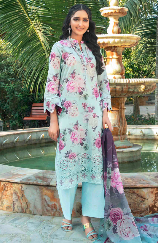 Suleika by Tawakkal Fabrics Embroidered Lawn Unstitched 3 Piece Suit - D-1244 - TF25SU - Blue - Summer Collection