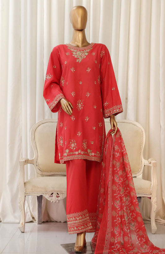Bin Saeed Embroidered Cotton Stitched 3 Piece Suit - D-09 - BS25TC - Pink - Summer Collection