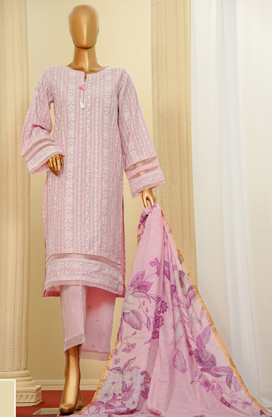 HZ Textile Chikankari Cotton Stitched 3 Piece Suit - PWC-105 - HZ25CTVE - Pink - Summer Collection