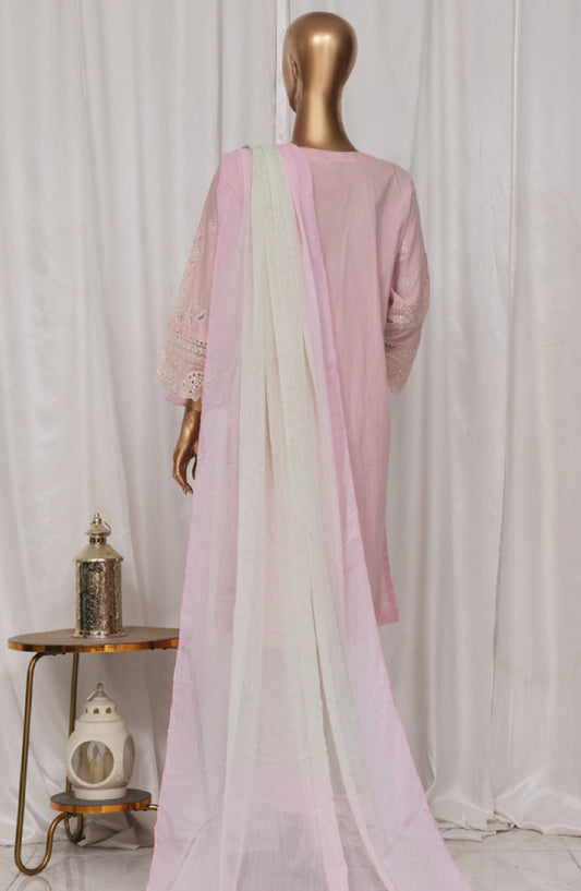 Bin Saeed Embroidered Lawn Stitched 3 Piece Suit - LF-134C - BS25LPCV3 - Pink - Summer Collection