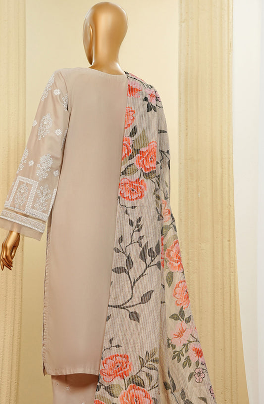 HZ Textile Chikankari Cotton Stitched 3 Piece Suit - PWC-102 - HZ25CTVE - Beige - Summer Collection
