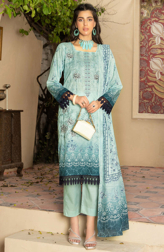 Masooma by Amna Khadija Embroidered Bana Dora Unstitched 3 Piece Suit - D-4 - AM25M514 - Blue - Summer Collection