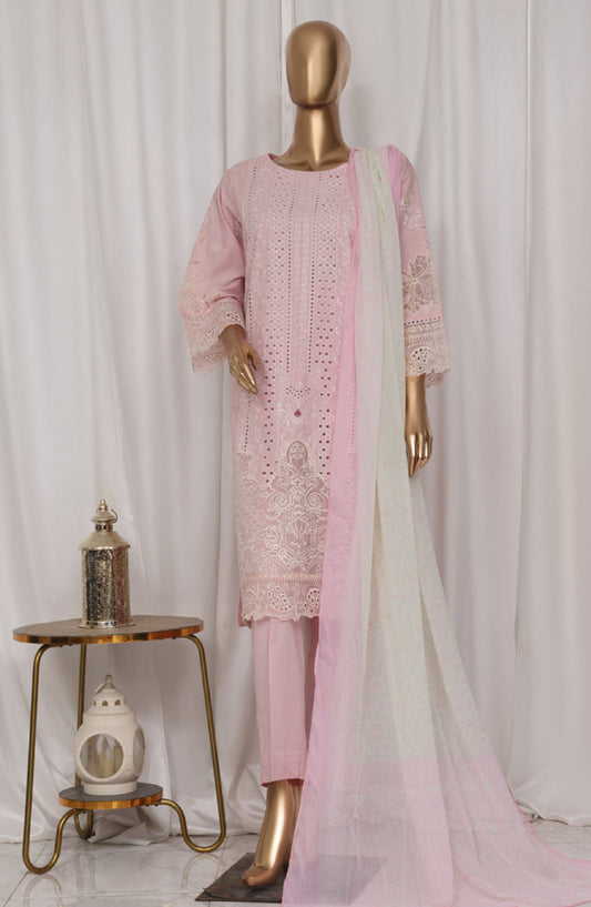 Bin Saeed Embroidered Lawn Stitched 3 Piece Suit - LF-134C - BS25LPCV3 - Pink - Summer Collection