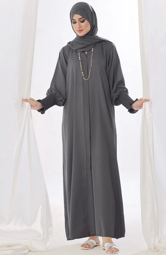 TGM25AB Women Casual Abaya Grey Paradise Polyester