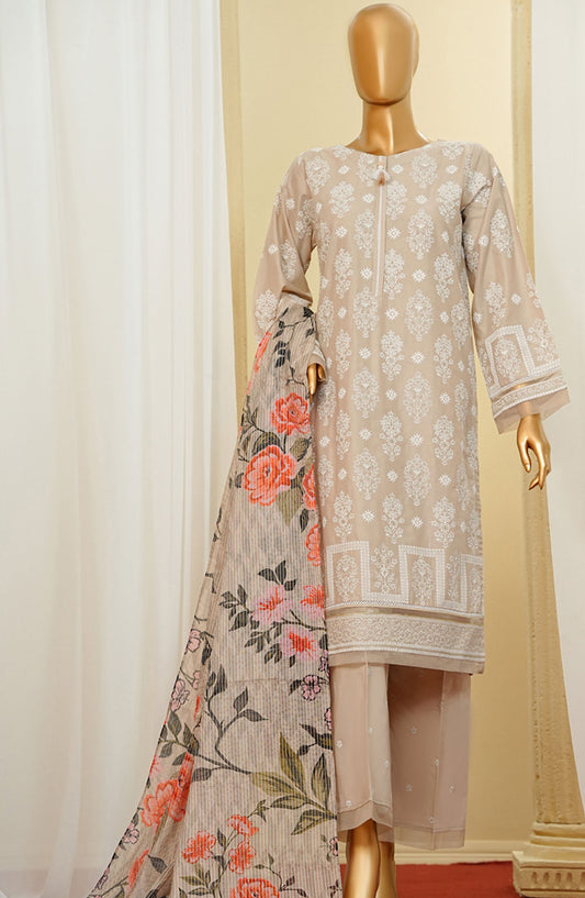 HZ Textile Chikankari Cotton Stitched 3 Piece Suit - PWC-102 - HZ25CTVE - Beige - Summer Collection