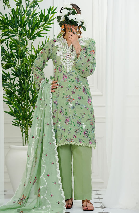 Chantelle by Amna Khadija Embroidered Lawn Stitched 3 Piece Suit - CPEEE-02 - AM25CPEEE - Green - Summer Collection