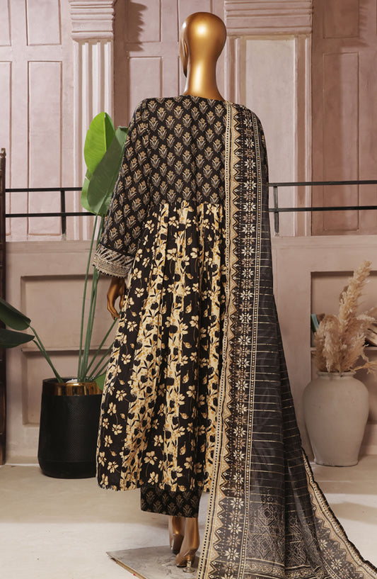 Bin Saeed Embroidered Lawn Stitched 3 Piece Frock - D-05 - BS25ELEF - Black - Summer Collection
