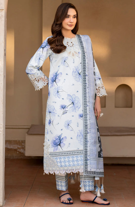 Levana by Alizeh Embroidered Lawn Unstitched 3 Piece Suit - AF-EPL-7024 Arbor - AL25LL - Blue - Summer Collection