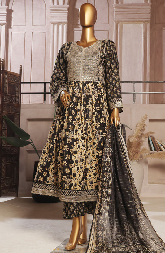 Bin Saeed Embroidered Lawn Stitched 3 Piece Frock - D-05 - BS25ELEF - Black - Summer Collection