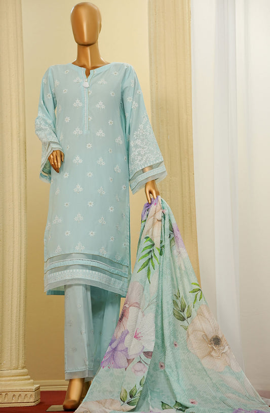 HZ Textile Chikankari Cotton Stitched 3 Piece Suit - PWC-103 - HZ25CTVE - Blue - Summer Collection
