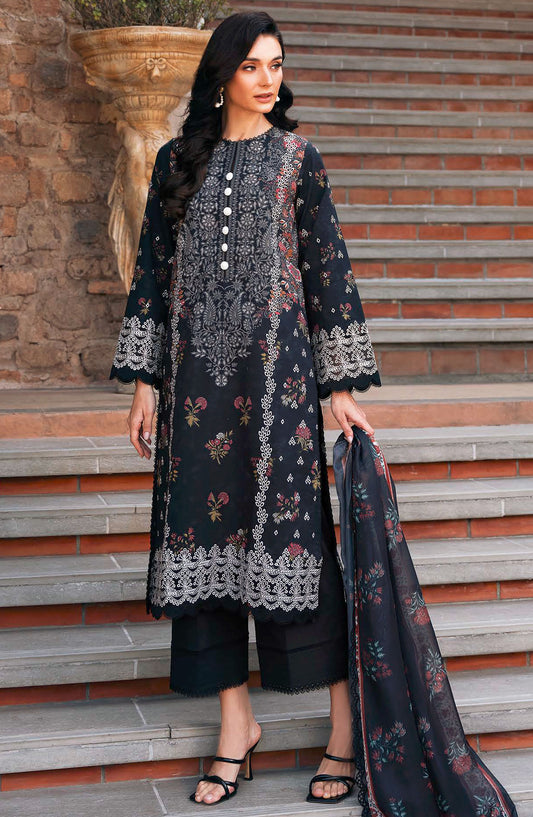 Afrozeh Embroidered Lawn Unstitched 3 Piece Suit - Black - Anisa-B - AFR25DM - Summer Collection