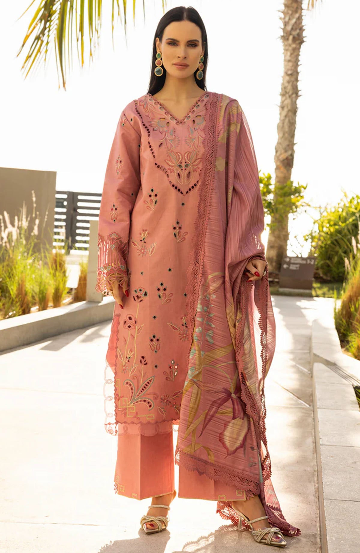 Carnation by Rang Rasiya Embroidered Lawn Unstitched 3 Piece Suit - D-09 Orchid - RR25CL - Pink - Summer Collection