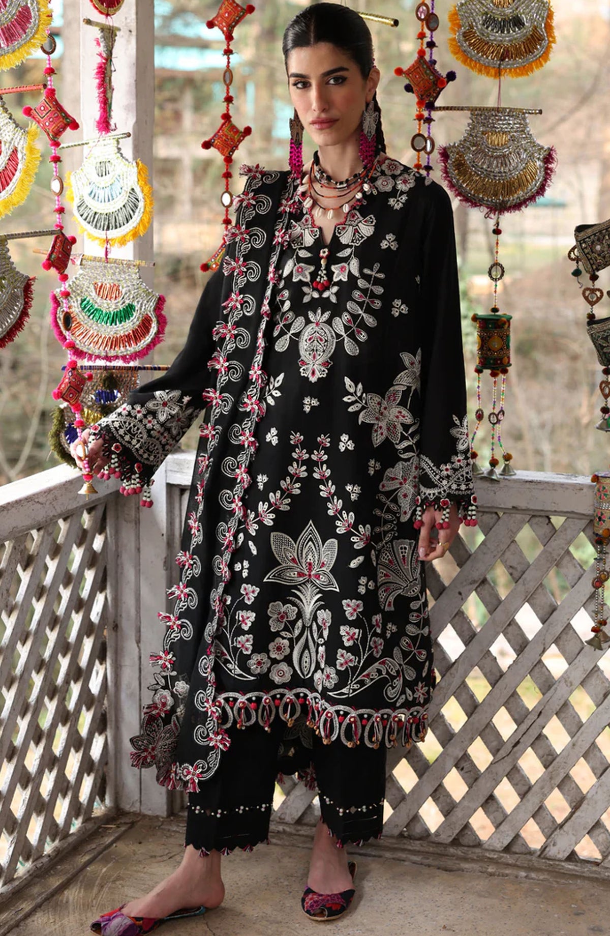 Neelum by Zaha Embroidered Lawn Unstitched 3 Piece Suit - ZL25-05 B AABROO - ZAH25NL - Black - Summer Collection