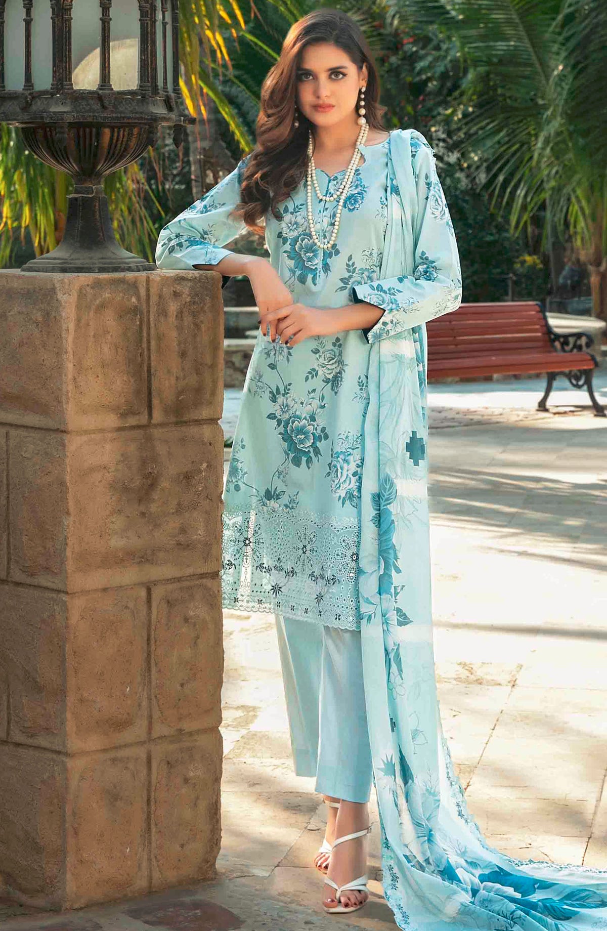Suleika by Tawakkal Fabrics Embroidered Lawn Unstitched 3 Piece Suit - D-1242 - TF25SU - Blue - Summer Collection