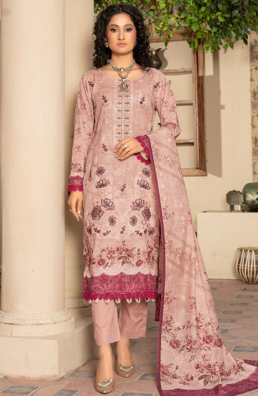 Masooma by Amna Khadija Embroidered Bana Dora Unstitched 3 Piece Suit - D-3 - AM25M514 - Pink - Summer Collection