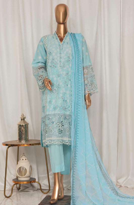 Bin Saeed Embroidered Lawn Stitched 3 Piece Suit - LF-142B - BS25LPCV3 - Blue - Summer Collection