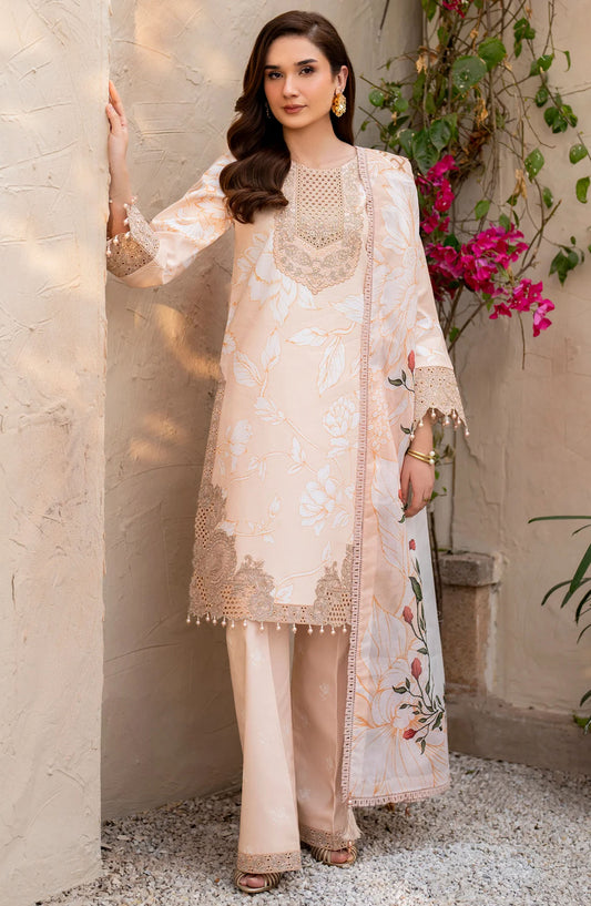 Levana by Alizeh Embroidered Lawn Unstitched 3 Piece Suit - AF-EPL-7023 Kaai - AL25LL - Pink - Summer Collection
