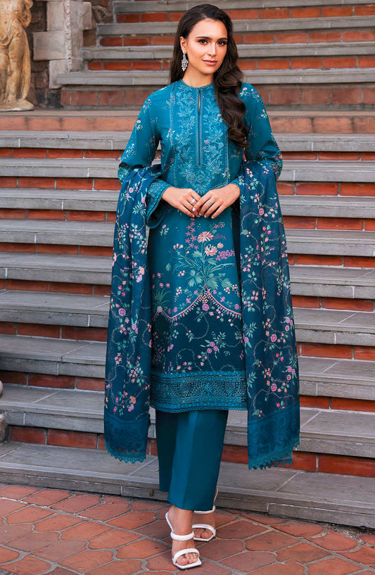Afrozeh Embroidered Lawn Unstitched 3 Piece Suit - Blue - Rosheen-B - AFR25DM - Summer Collection