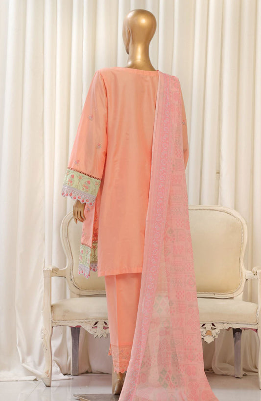 Bin Saeed Embroidered Cotton Stitched 3 Piece Suit - D-05 - BS25TC - Peach - Summer Collection