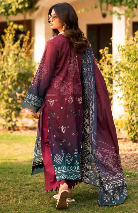 Aafreen Chunnri by Riaz Arts Embroidered Lawn Unstitched 3 Piece Suit - AF-194 - RA25ACL - Maroon - Summer Collection