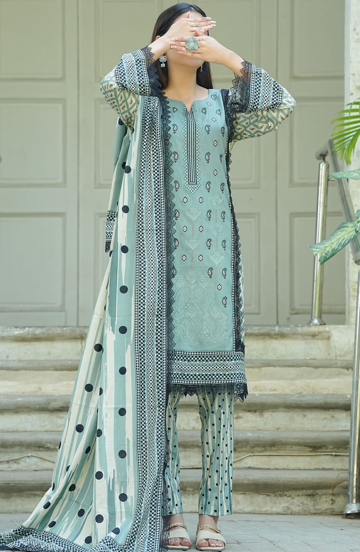 Soirees by Maryum Maniya Embroidered Lawn Unstitched 3 Piece Suit - SS-44 - MM25SS6 - Blue - Summer Collection