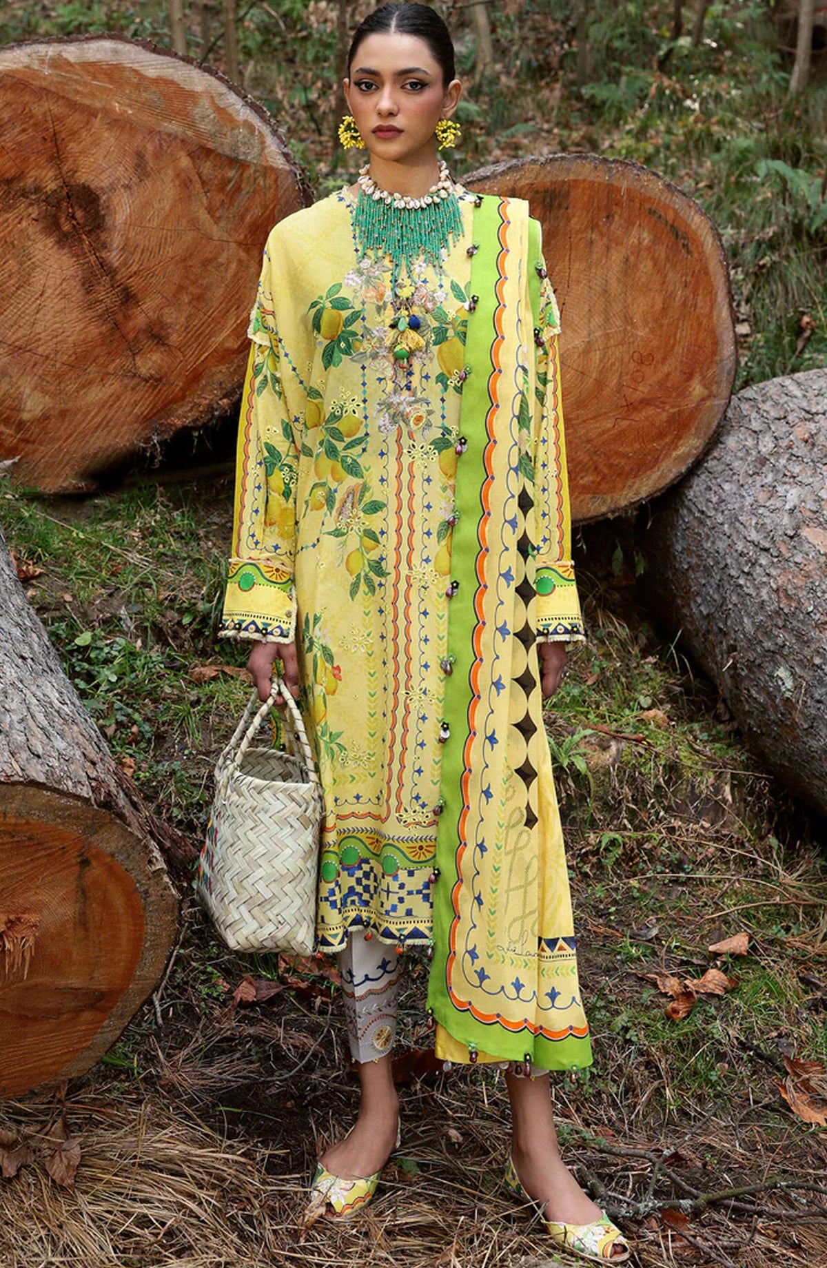 Neelum by Zaha Embroidered Lawn Unstitched 3 Piece Suit - ZL25-04 A DAHLIA - ZAH25NL - Yellow - Summer Collection